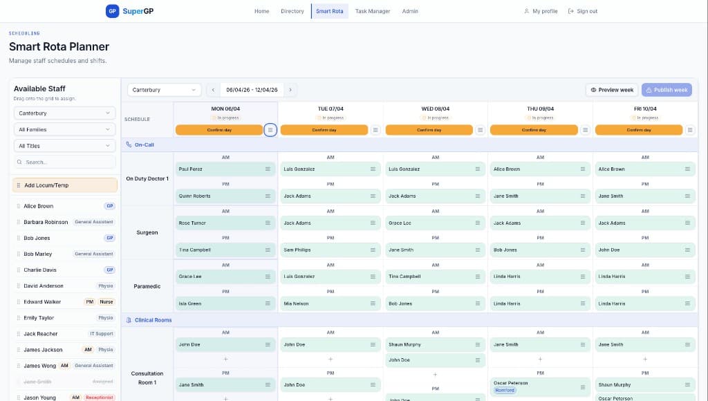 SuperGP rota planner